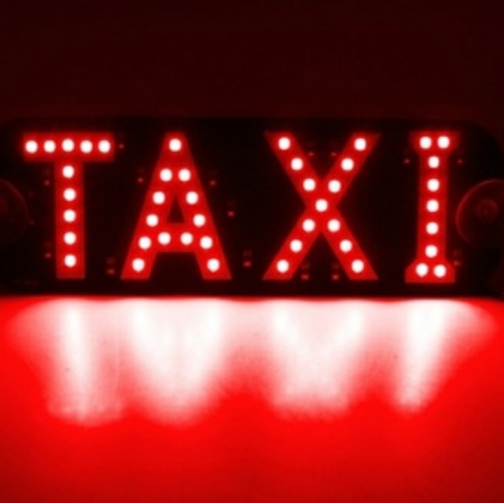 TAXI Red LED Suction Cup 12V Sign